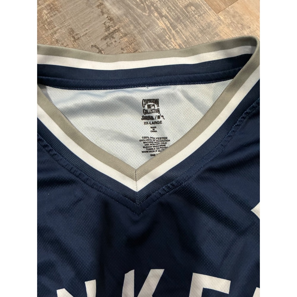 Stitches Cooperstown Collection New York Yankees Navy Blue V-Neck Jersey 2XL - Picture 2 of 3